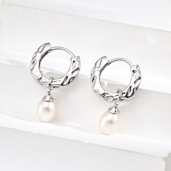 ✨ Artisan Original Convertible Pearl Charm Hoop Earrings | 2-in-1 S925 Gold - Picture 4 of 14